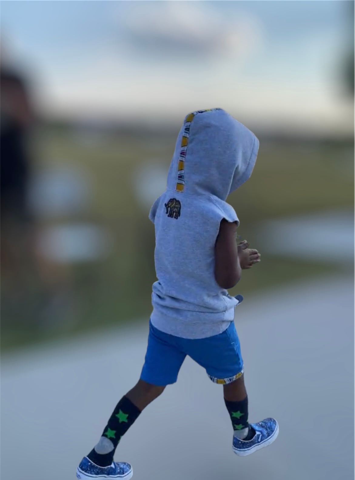 Kids Sleeveless African Print Hoodie Short Set