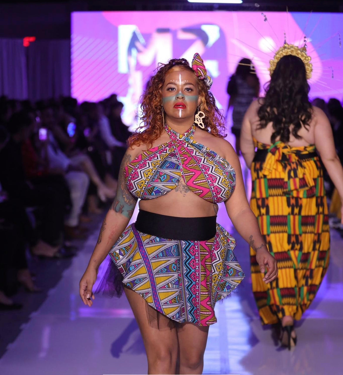 Mali African Print Tulle 2 Piece Wrap Top & Skirt