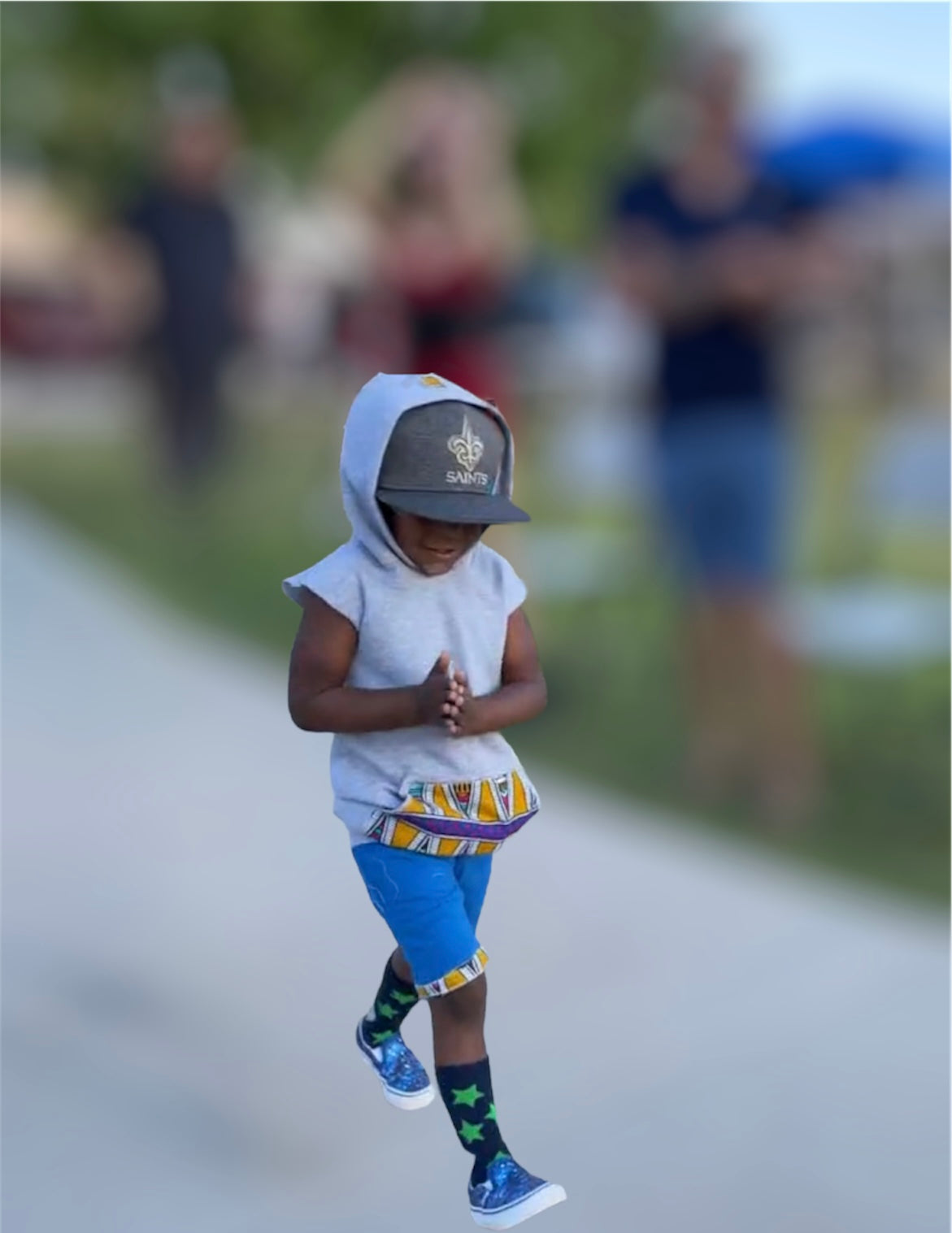 Kids Sleeveless African Print Hoodie Short Set