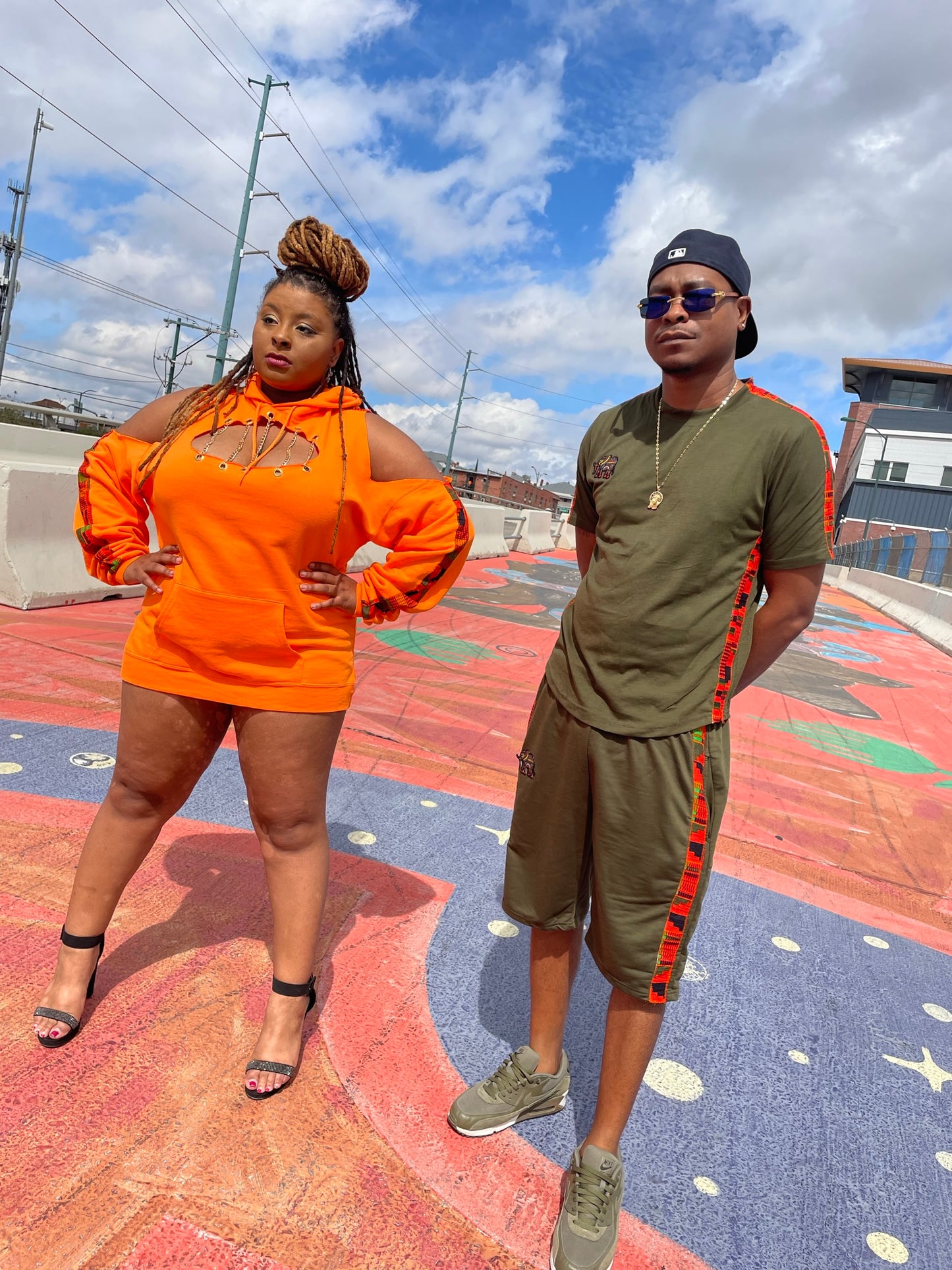 Off Shoulder African Print Hoodie Dress