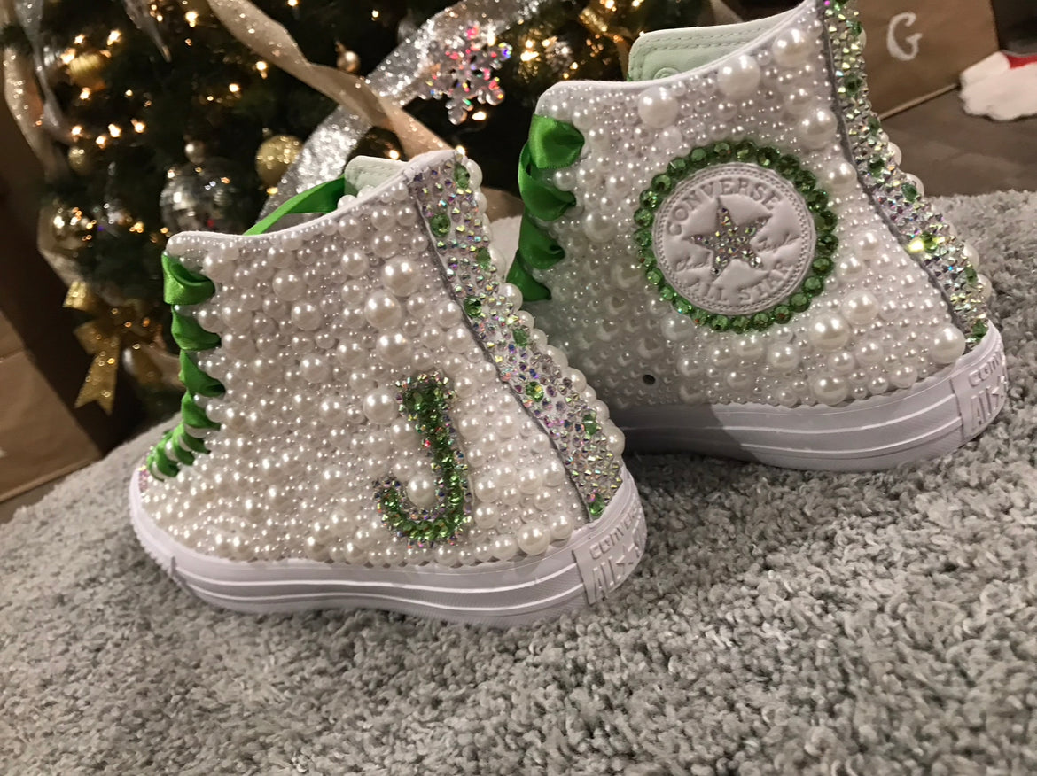 All White Diamonds & Peals Custom Shoe