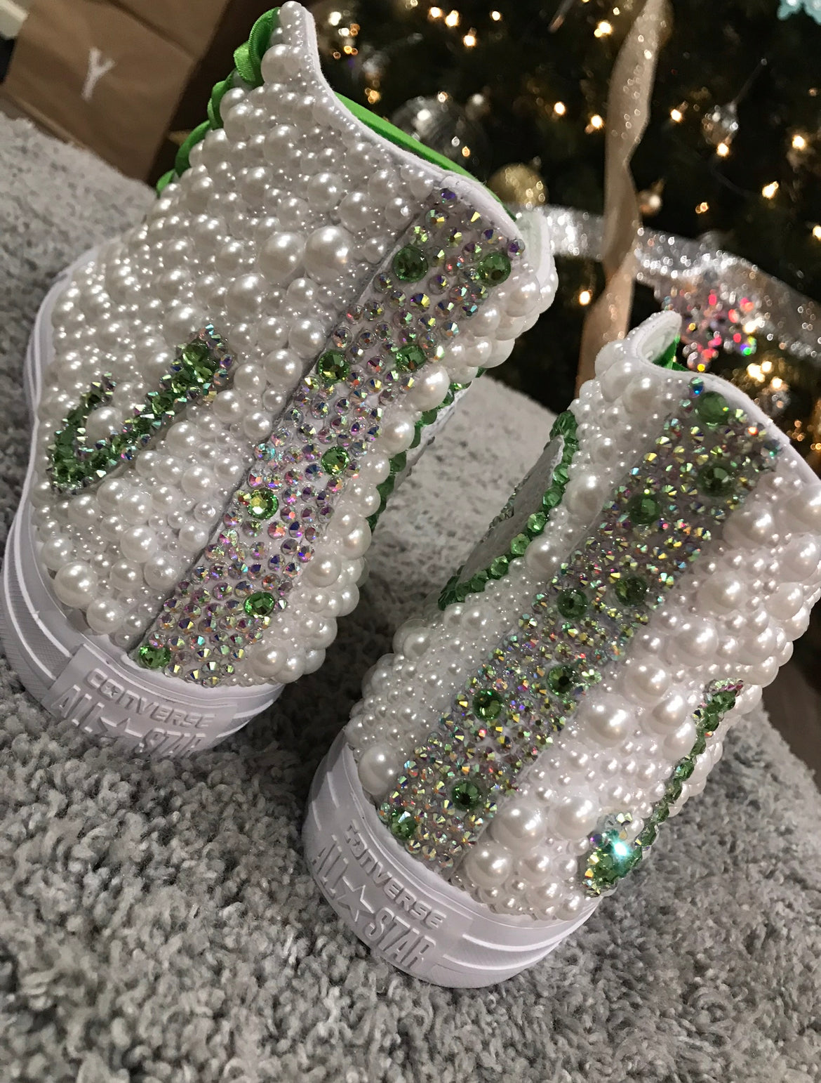 All White Diamonds & Peals Custom Shoe