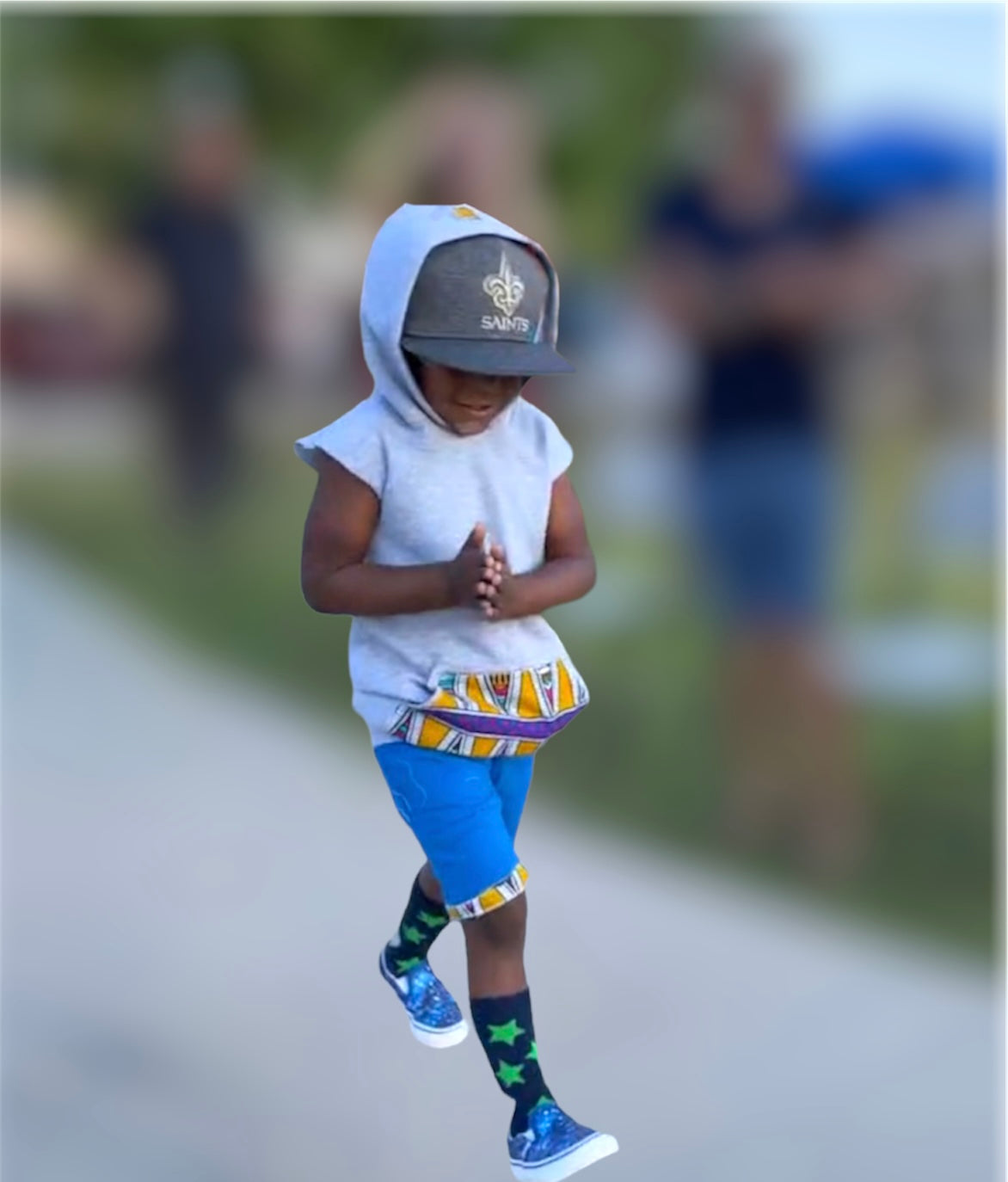 Kids Sleeveless African Print Hoodie Short Set