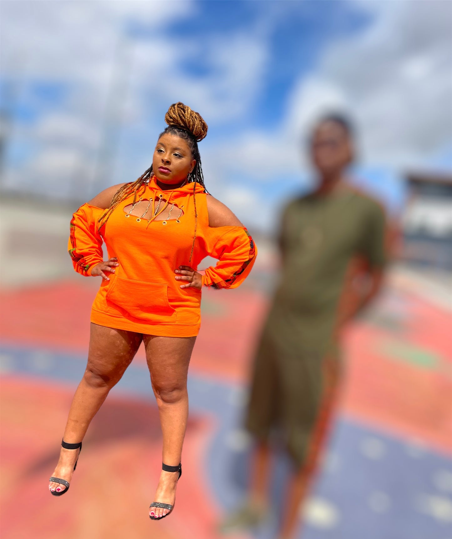 Off Shoulder African Print Hoodie Dress