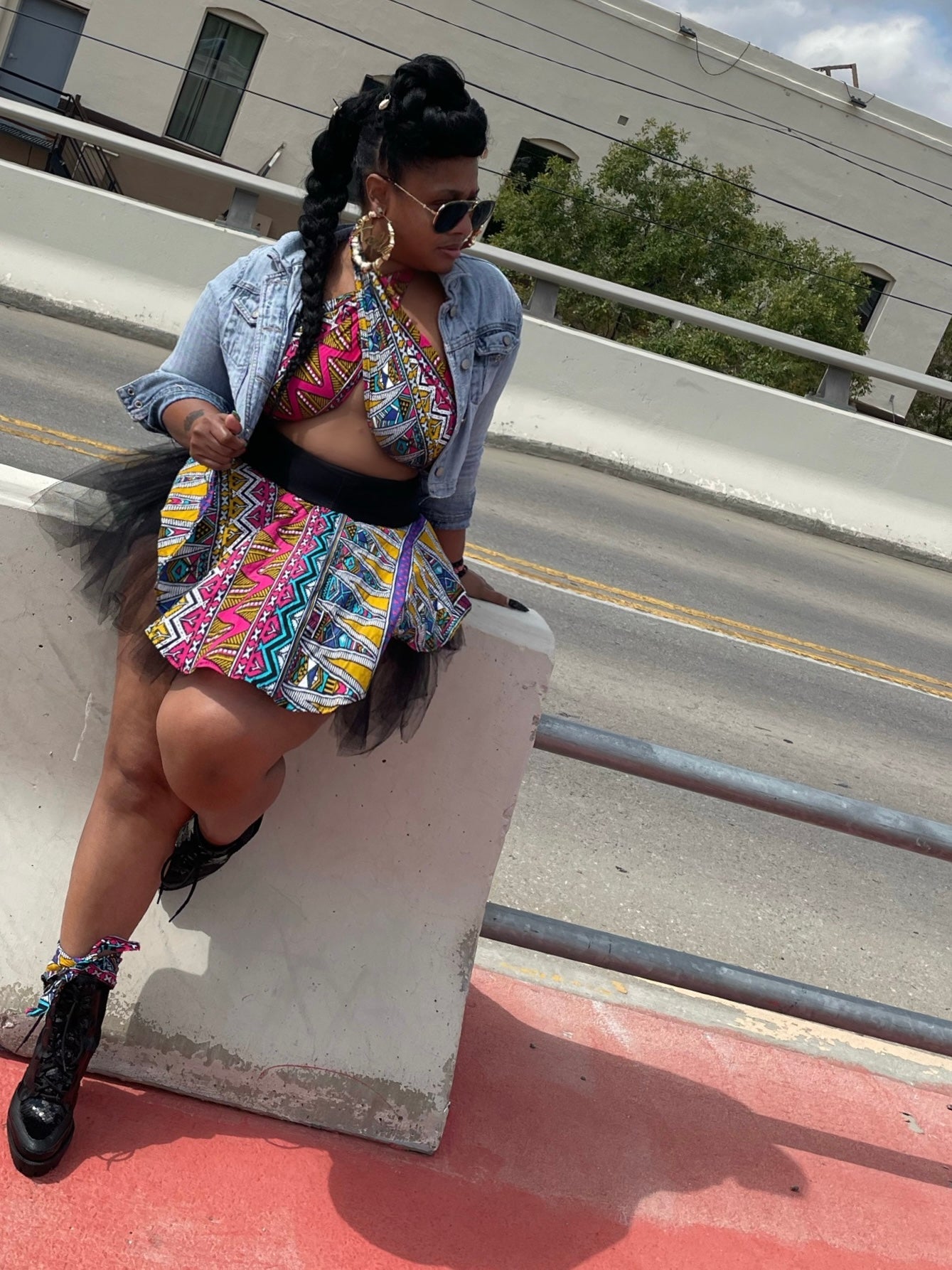 Mali African Print Tulle 2 Piece Wrap Top & Skirt