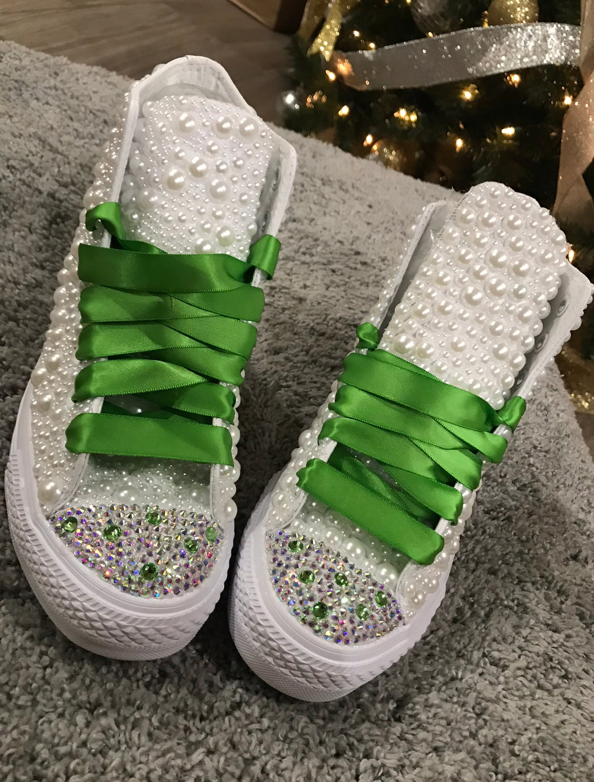 All White Diamonds & Peals Custom Shoe