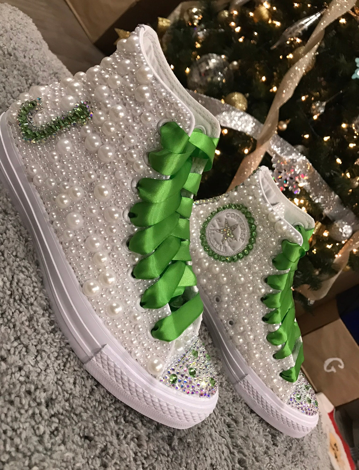 All White Diamonds & Peals Custom Shoe